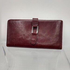 Vintage Wilsons Brown Red Pebbled Leather Tri-fold 7.5" x 4"